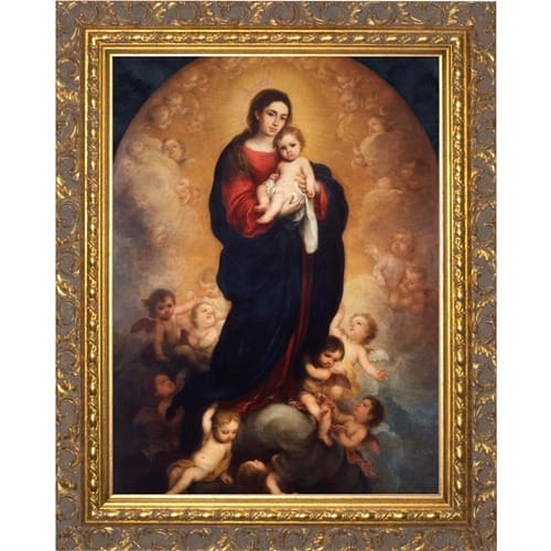 Murillo Madonna and Child in Glory - Gold Framed Art