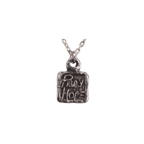 Pray, Hope, Don't Worry Medal with Chain, Handmade Pewter