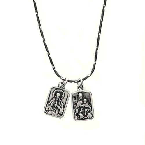 Small Scapular Medal Necklace, Sterling Silver