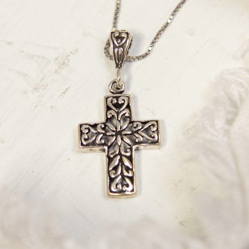 Sterling Silver Filigree Cross Necklace