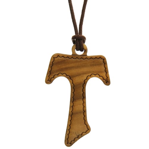 Tau Wood Cross Necklace