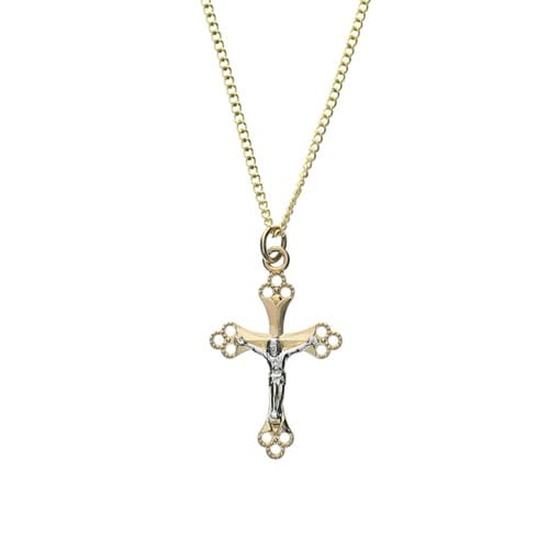 Gold & Sterling Silver Crucifix Necklace