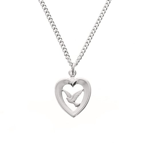 Sterling Silver Heart & Dove Necklace