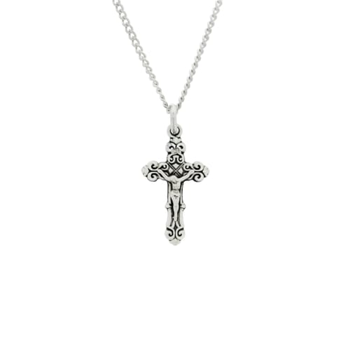 Ornate Sterling Silver Crucifix Necklace