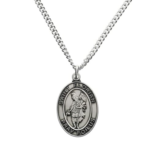 Sterling Silver St. Florian Medal on 24&quot; Chain