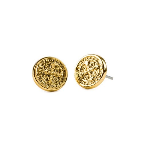 Gold Benedictine Cross Stud Earring