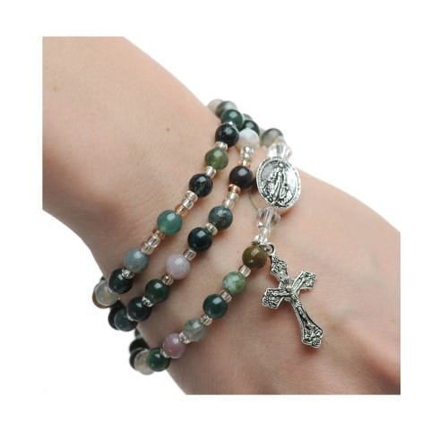 Indian Agate Rosary Wrap Bracelet