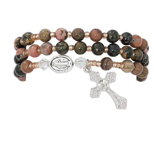 Pink Jasper Rosary Wrap Bracelet