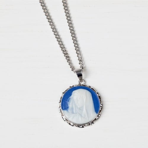 Sterling Silver Our Lady of Sorrows Cameo Necklace