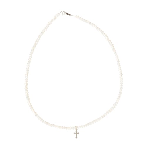 Children's Pearl & Sterling Silver Cross Necklace