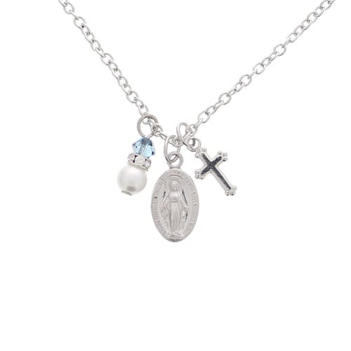 Children's Miraculous Medal Pearl Necklace