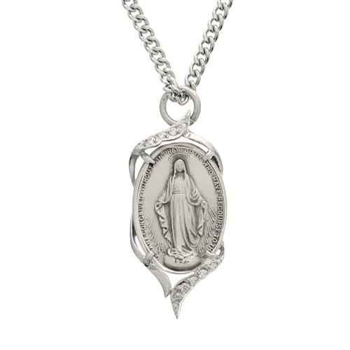 Sterling Silver Miraculous Medal Necklace