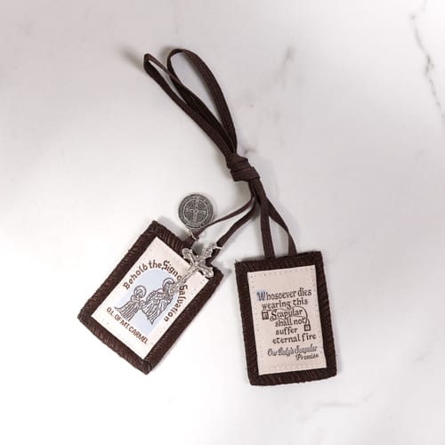 Brown Scapular with Brown Strings - Small