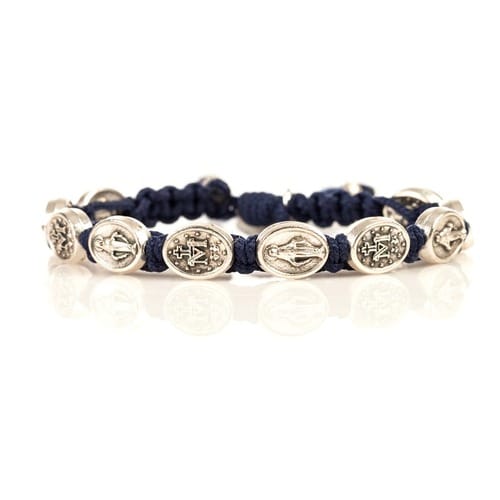 Navy & Silver Miraculous Medal Bracelet