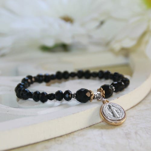 Jet Black St. Benedict Crystal Bracelet