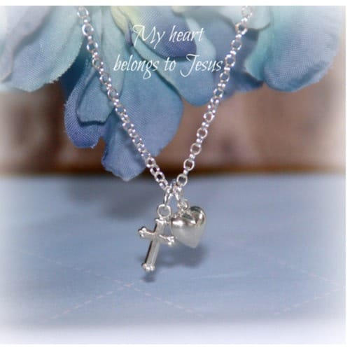 Sterling Silver Cross & Heart Necklace