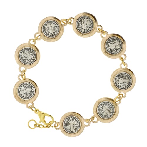 St. Benedict Silver &amp; Gold Bracelet