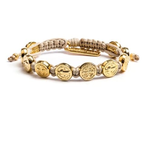 St. Benedict Tan Bracelet with Gold Medals