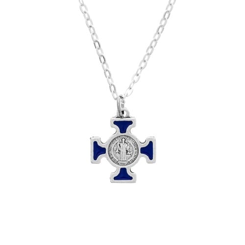 Blue St. Benedict Cross on Chain