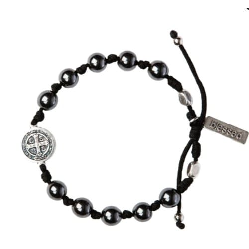 Hematite St. Benedict Blessing Bracelet For Men