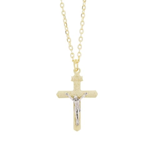 Gold Colored Filigree Crucifix Necklace