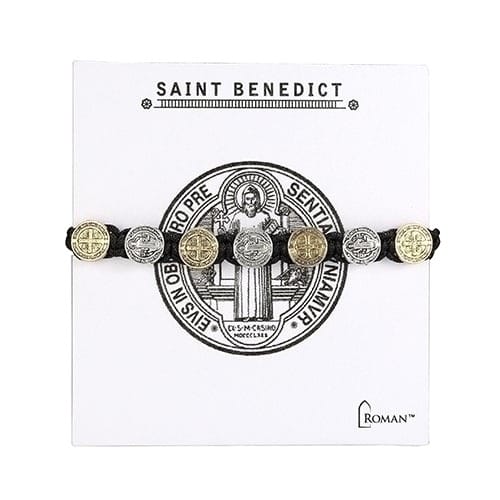 Rhodium/Gold St. Benedict Medal Bracelet