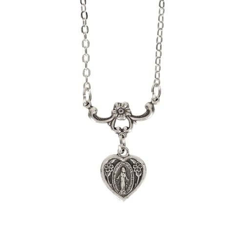 Miraculous Medal Vintage Heart Necklace