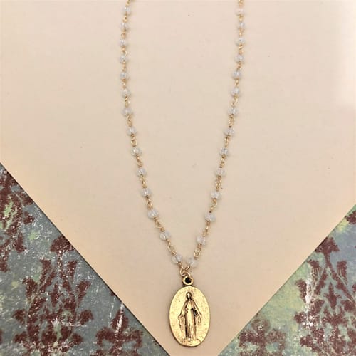 Miraculous Medal Moonstone Necklace