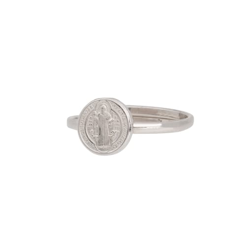 SS St. Benedict Medal Adjustable Ring