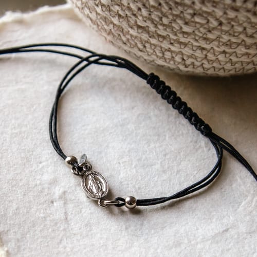 Miraculous Medal Black Cord Bracelet