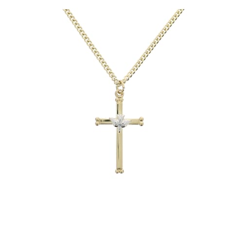 Sterling Dove on 18K Cross Necklace