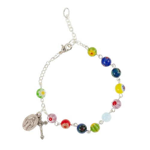 Floral Millefiori Rosary Bracelet