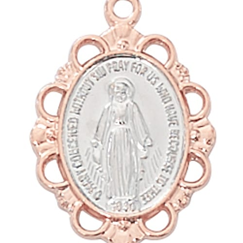 Sterling & Rose Gold Miraculous Medal Necklace