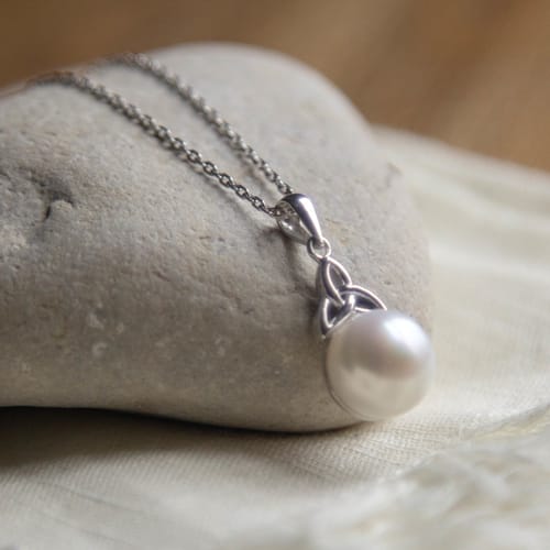 Sterling & Pearl Trinity Knot Necklace