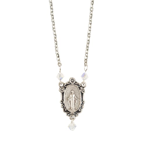 Miraculous Medal Necklace with Swarovski Crystals