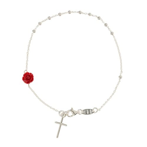 SS Rose Decade Rosary Bracelet