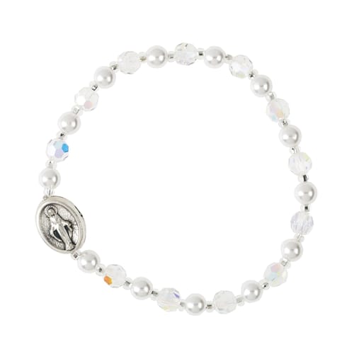 Child's Miraculous Medal Crystal Bracelet