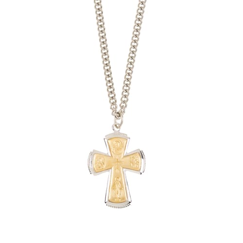 Two Tone 4-Way Cross Necklace