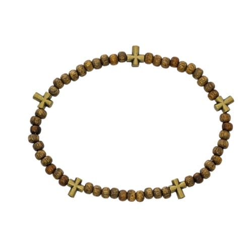 Wood Full Rosary Stretch Bracelet