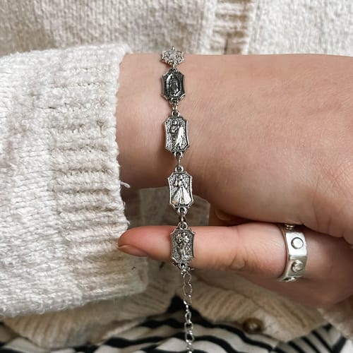 Silver Assorted Catholic Medals Bracelet