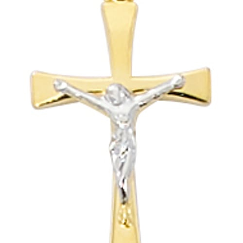 Gold &amp; Sterling Two Tone Crucifix Necklace
