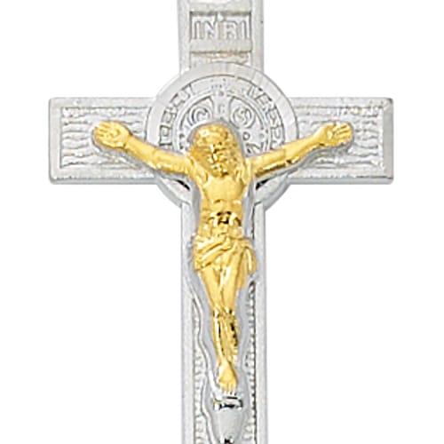 Two Tone St. Benedict Crucifix Necklace