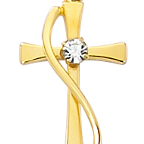 Gold Plated Sterling Flowing Water Cross Necklace