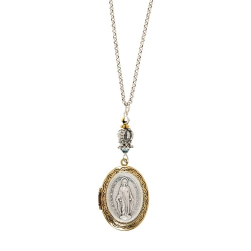 Miraculous Medal Gold Plated Filigree Locket