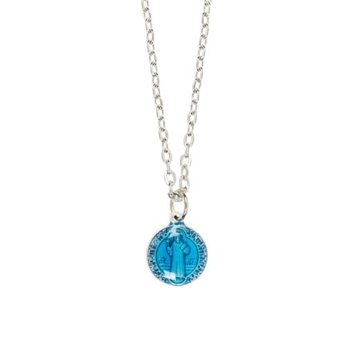 Blue Enamel St. Benedict Necklace