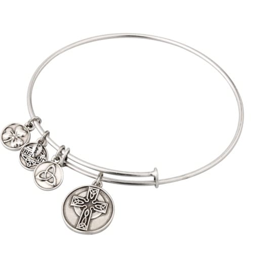 Silver Celtic Cross Charm Bangle Bracelet