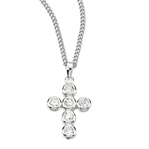 Sterling Silver Round Cubic Zirconia Cross