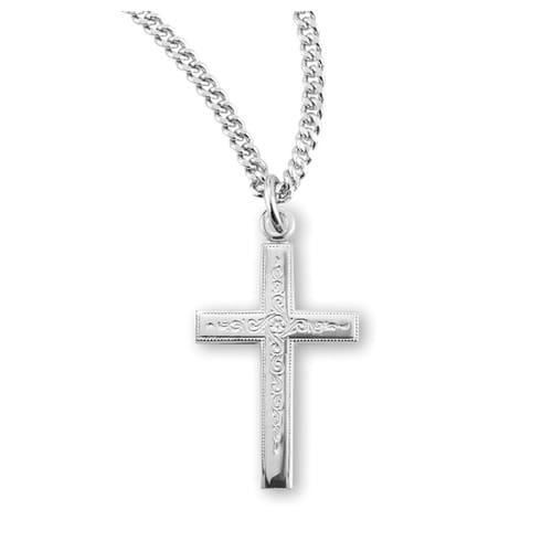 Sterling Silver Vine Cross Necklace