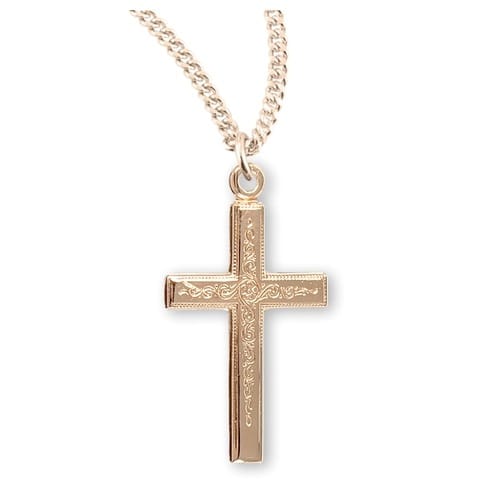 Gold Plated Vine Cross Necklace