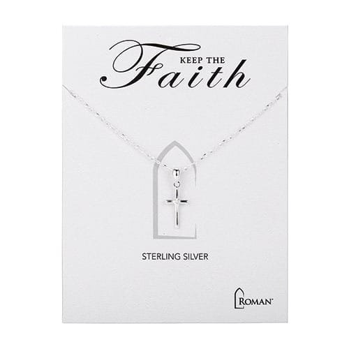 Petite Sterling Silver Crystal Cross Necklace
